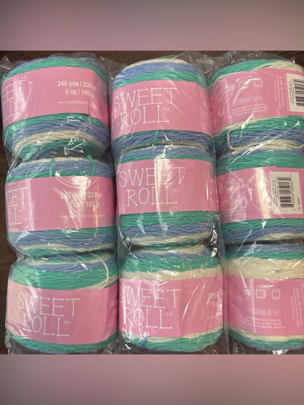 Premier Sweet Roll Variegated Yarn - Blue, white & Green Spearmint Pop